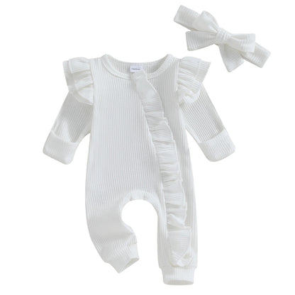 2pc Baby romper with bow headband