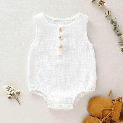 Baby Boys and Girls Muslin Sleeveless Romper