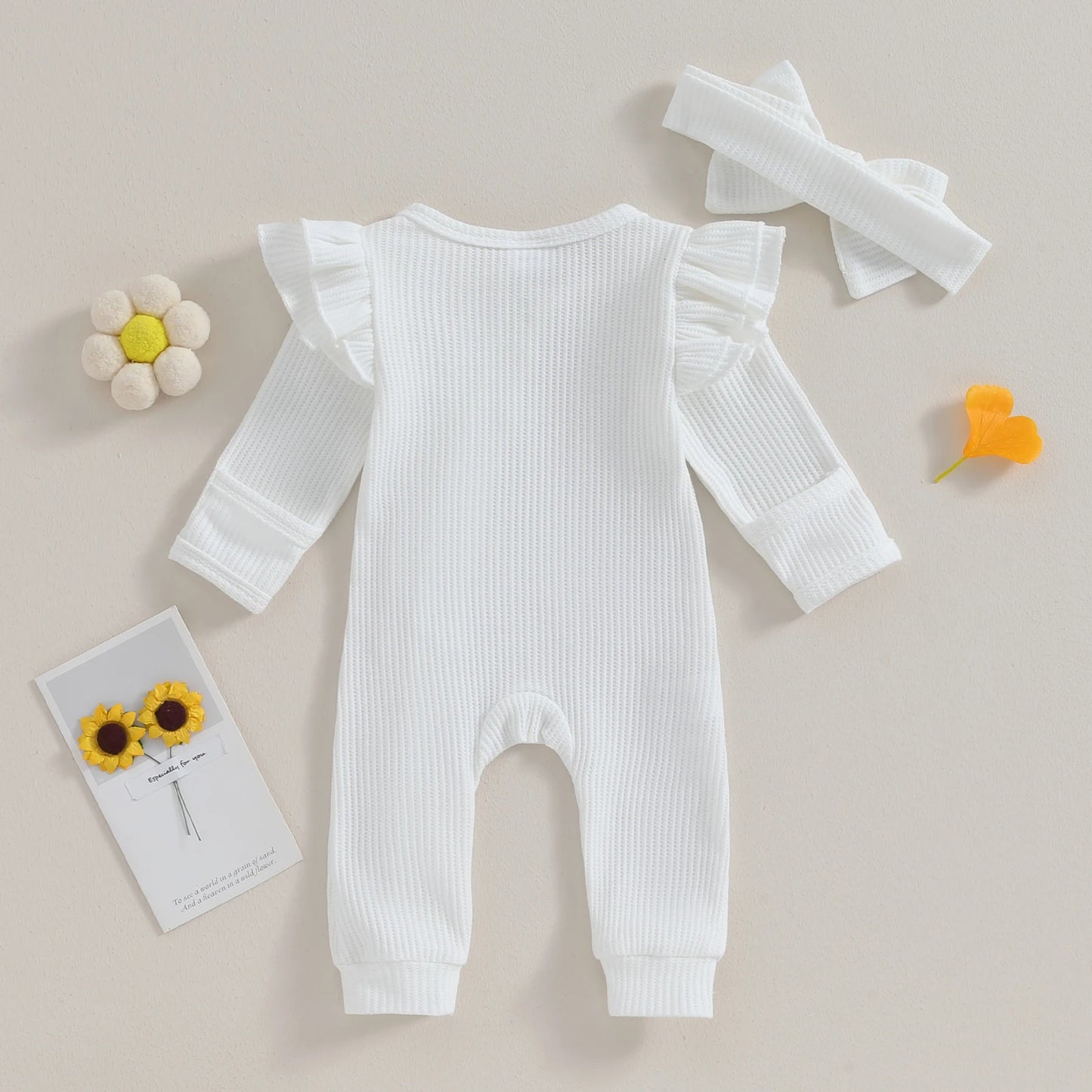 2pc Baby romper with bow headband