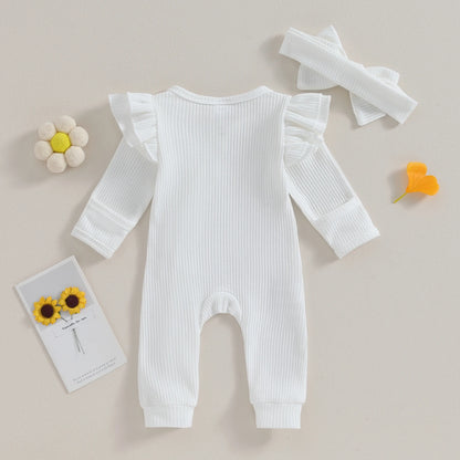 2pc Baby romper with bow headband