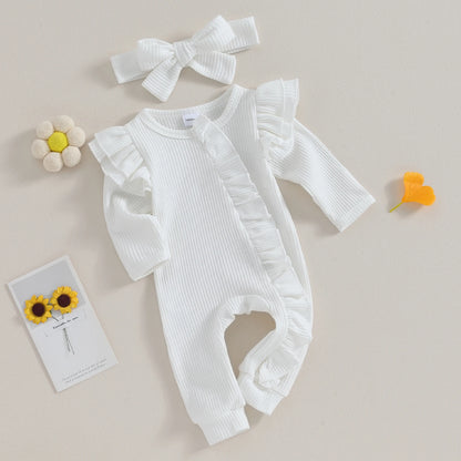 2pc Baby romper with bow headband