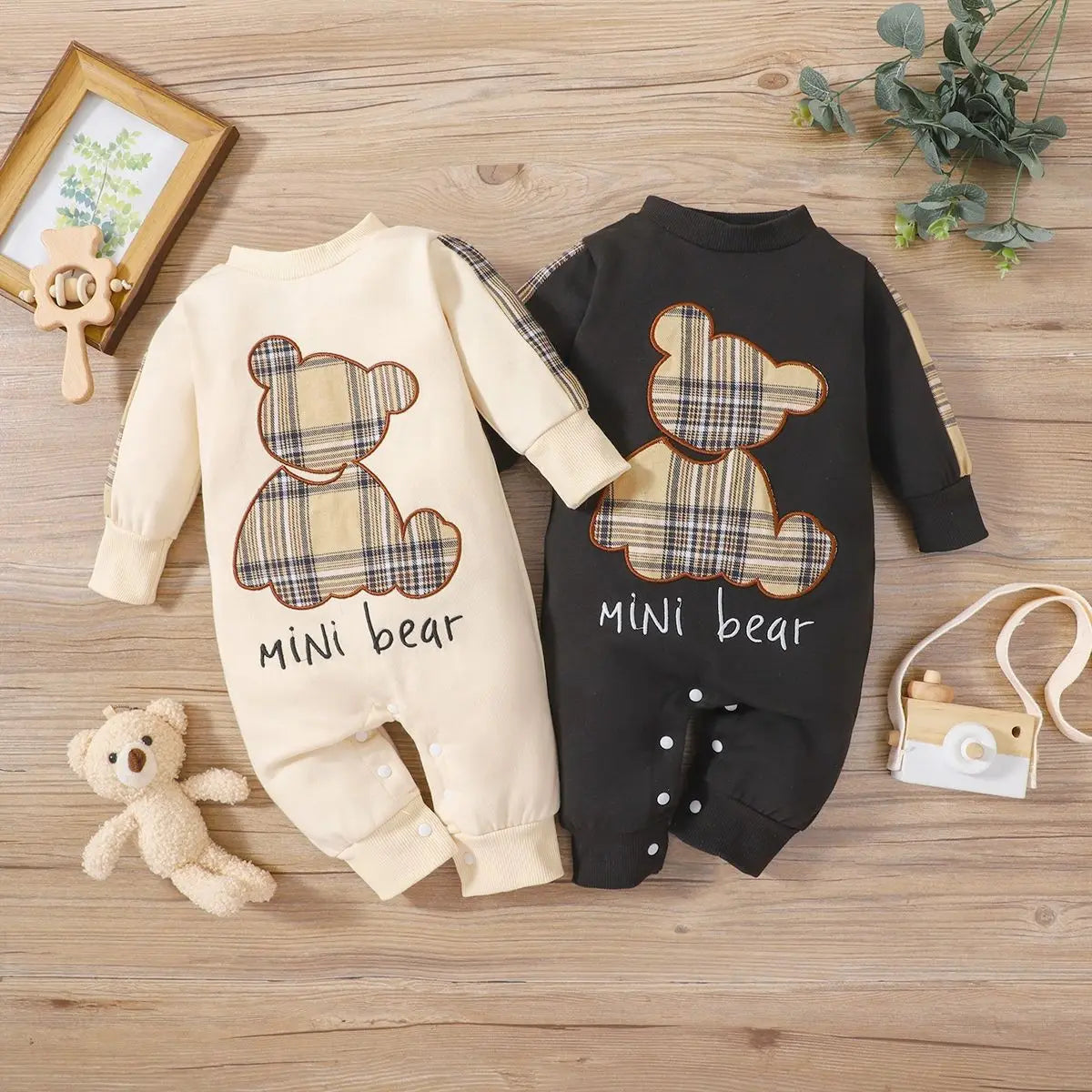 Baby Plaid Bear Romper