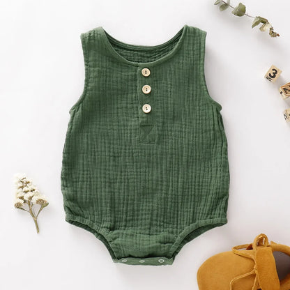 Baby Boys and Girls Muslin Sleeveless Romper