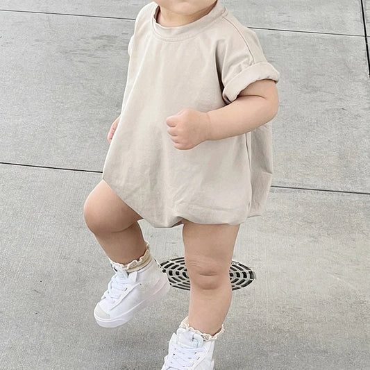 Baby Girls Solid Color Bubble Romper