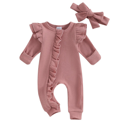 2pc Baby romper with bow headband