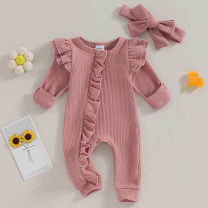 2pc Baby romper with bow headband