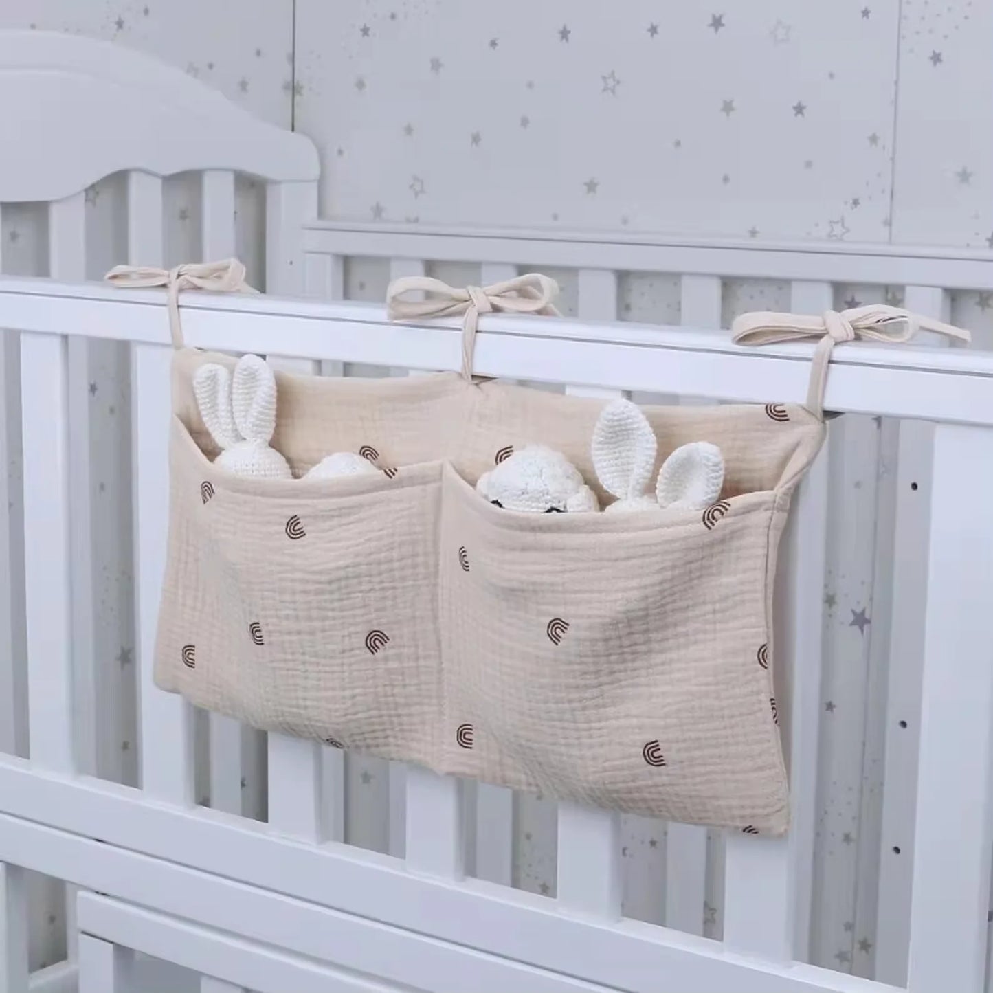 Baby bedside dual-pocket storage bag